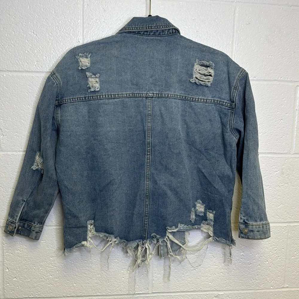 GB Girls Light Blue Distressed Denim Jacket - Picture 6 of 6
